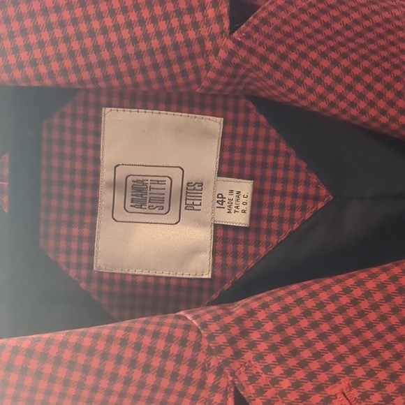 LAST DAY! Vintage overcoat, Amanda Smith, size 14P, red and black checked - Picture 2 of 9